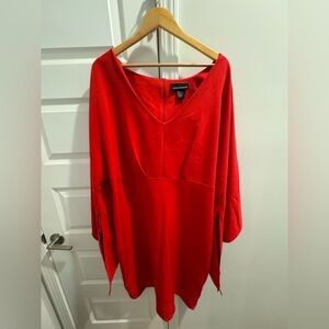 Ashley Stewart Bold Red Long Sleeve Dress